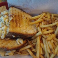 Vegan macdaddy melt with fries at V Temple Bar in Dublin