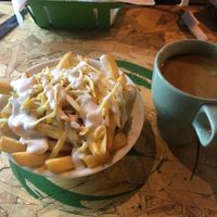 Cheesy fries and soup at V Temple Bar in Dublin