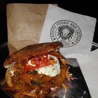 Vegan gyros with vegan yogurt at Roots Foods and Culture in Athens