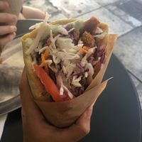 Schnitzel (in a wrap) at Roots Foods and Culture in Athens