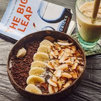 Vegan smoothie bowl and iced latte 💕 at MOTHER in Ubud