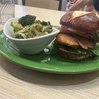Chicken sandwich and side of lemon broccoli   at Native Foods in Palm Springs