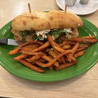 Bistro Steak Sandwich with Sweet Potato Fries   at Native Foods in Palm Springs