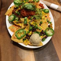 Nachos with guacamole and bbq setian  at Native Foods in Palm Springs