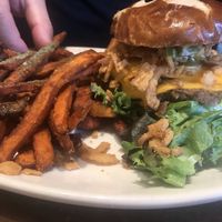 Jalapeño pippin burger with sweet pops fries at Native Foods in Palm Springs