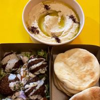 Falafel bowl + houmous  at Hasbi in San Andres