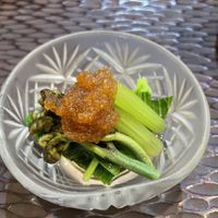 Beautifully dressed wasabi leaves. at Zicon in Hiroshima