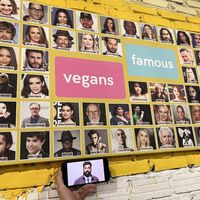 Wall of famous vegans (some need to be replaced)   at Loving Vegan in Da Nang