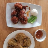 Bbq cauliflower and fried oyster mushroom at Loving Vegan in Da Nang