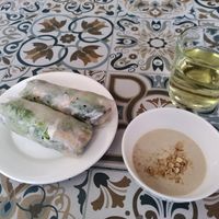Rice paper rolls come with a tasty peanuts' sauce at Loving Vegan in Da Nang