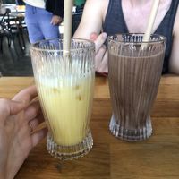 Pineapple mint juice and snickers smoothie (this one was DELICIOUS)  at Loving Vegan in Da Nang