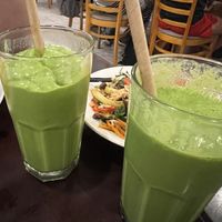 Green spinach smoothie and creamy avocado smoothie - both great and refreshing  at Loving Vegan in Da Nang