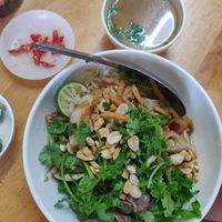 Dry Vermicelli noodles- with soup on the side at Pho Chay in Hanoi