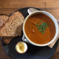 Today’s Tomato & Carrot soup, absolutely delicious served with sourdough bread all freshly made in the café. I thoroughly recommend this café for the food & great staff too at Green Earth in Bedford