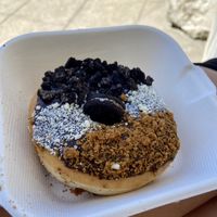 Chocolate, white chocolate and oreo doughnut at EnVie Vegan in Geneva