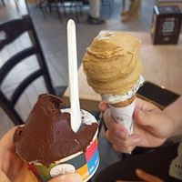 Cioccolato e stracciatella, black coffee at Gelateria La Romana - Ostiense in Rome