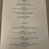Menu in July 2023  at Piato in Crete