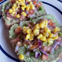 Avocado toast made vegan (ask for no cheese) at Cafe Escondido in Roatan