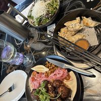 Veggie dumplings, cauliflower and a great salad!  at BLAKE in Canmore