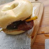 Veggie bagel without cream cheese at Boquete Bakery Cafe in Panama City