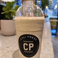 The Arnold, peanutty, almond milk high protein at Cali Press in Sydney