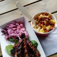 Tempeh ribs and mac and cheese at Soul Shack Vegan Grill in Newcastle Upon Tyne