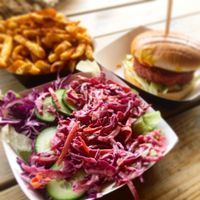 Soooo pleased with the extra salad I asked for to go with beyond burger and cajun fries at Soul Shack Vegan Grill in Newcastle Upon Tyne