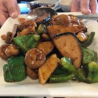 Fish with black pepper sauce and mountain yam. at Vege Valley Restaurant in San Gabriel