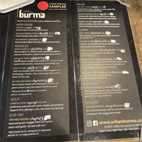 Menu  at Urban Burma in Aurora