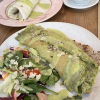 Healthy and delicious breakfast burrito and pesto omelette   at Super Donkey in Belgrade