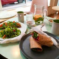 Vegan wrap, avocado tost, and tumeric latte. Simple but full of flavour 😋 at Super Donkey in Belgrade