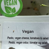 Vegan sandwich packet - ingredients in Icelandic and English (one of several options) at 10-11 in Reykjavik