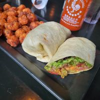 Falafel wrap with sweet potato tots at Warehouse Bar and Grill in Boston