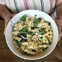 Vegetarian Mac and cheese with broccoli  at The McMillan Bar and Kitchen in Flagstaff