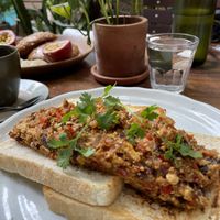 Scrambles tofu with refried beans    at Bong Bonlai at YK Art House in Phnom Penh