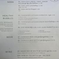 Menu, 2 of 6  at Bong Bonlai at YK Art House in Phnom Penh