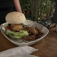 Incredible burger  at Bong Bonlai at YK Art House in Phnom Penh