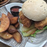 Chick 'N Nugget Burger 🍔 5.9 $ at Bong Bonlai at YK Art House in Phnom Penh