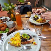 We also had scrambled tofu and beans on toast. I almost forgot to mention the bean tacos that were to die for! at Bong Bonlai at YK Art House in Phnom Penh