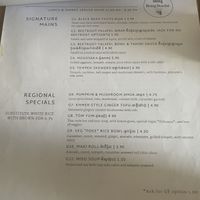 Menu  at Bong Bonlai at YK Art House in Phnom Penh