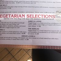 Vegetarian options on the menu at Cool Cat Cafe in Lahaina