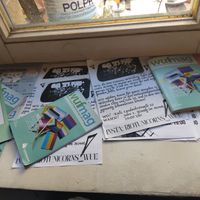 Flyers and a local queer magazine at Kult in Wurzburg
