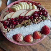 Peanut butter smoothie bowl at Organic Smoothie Bowl & Cafe - Lazimpat in Kathmandu