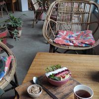 PB smoothie bowl and black tea at Organic Smoothie Bowl & Cafe - Lazimpat in Kathmandu