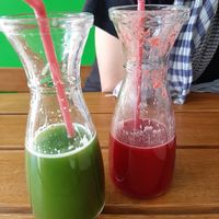 Varde and pink panda juices. Highly recommended! at Organic Smoothie Bowl & Cafe - Lazimpat in Kathmandu