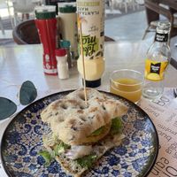 Foccacia Burger with Pineapple   at Guep Cafe in Mallorca