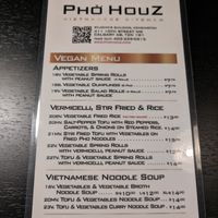 Vegan Menu at Pho HouZ in Calgary
