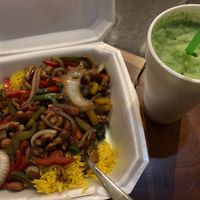 Mint Lemonade Smoothie and stir fry at Sawa in Houston