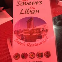 Front page of the menu at Aux Saveurs du Liban in Paris