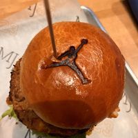 Veggie burger. Just ok. The MJ logo on the bun was the best part   at 23.sportcafe in Uncasville